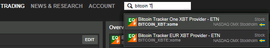 Trading Bitcoins on the platform